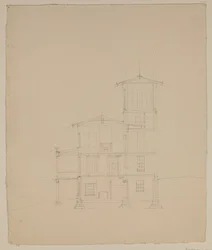 Dibujo de la villa propuesta en Catskill, c.1801-48