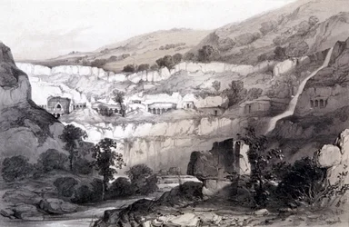 Vista de las Cuevas, Ajunta, India, 1844