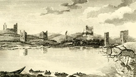 Vista norte de las ruinas de Clomines, Co. Wexford, 1791