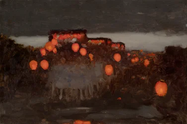 Desfile de farolillos (óleo sobre lienzo)