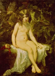 Pequeño bañista. Pintura de Thomas Couture (1815-1879), óleo sobre lienzo