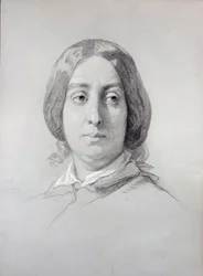 Retrato de la mujer de letras George Sand (1804-1876) Aurore Dupin, Baronesa Dudevant. Dibujo de Thomas Couture (1815-1879) 1844 París, Museo de la Vida Romántica