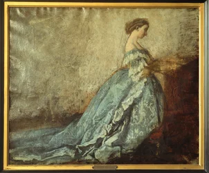 La emperatriz Eugenia en oración ... (óleo sobre lienzo)