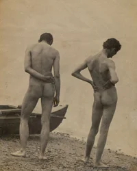 Thomas Eakins y John Laurie Wallace en una playa, 1883