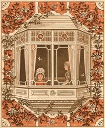 Vida hogareña: niños en la ventana de la bahía