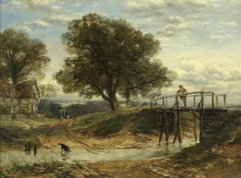 Paisaje con Arroyo, Puente y Cabaña