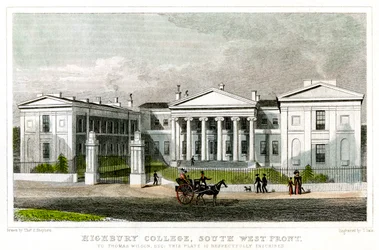 Highbury College, fachada suroeste, Islington, Londres, 1827