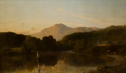 A Mountainous Riverscape, c.1838-86 (óleo sobre lienzo)