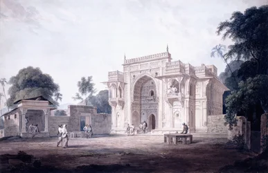 Una puerta que conduce a una mezquita, Chunargarh, Uttar Pradesh, c. 1789-90