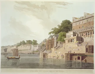 Dusasumade Gaut, en Benarés junto al río Ganges, de Oriental Scenery: Twenty Four Views in Hindoostan, 1796