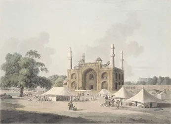 Puerta de la Tumba del Emperador Akbar en Secundra, cerca de Agra