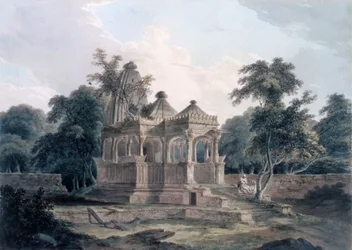 Templo Hindú en el Fuerte de Rohtas, Bihar, India, c. 1790