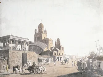 Escena de calle, de "Views in Calcutta" por Thomas Daniell, 1786-1788