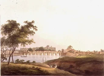 El Puente en Juonpore, Bengala, grabado por H. Merke publicado por Edward Orme 1804