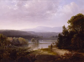 Vista del Río con Cazadores y Perros, ca. 1850