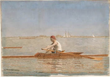 John Biglin en un skiff individual