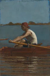 John Biglin en un skiff individual