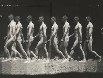 [Hombre caminando, fotografía estroboscópica], 1880s, impresa 1930s-40s
