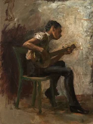 Estudio para «La lección de baile»: el intérprete de banjo