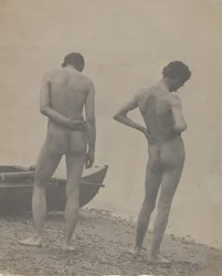 Thomas Eakins y John Laurie Wallace en una playa, ca. 1883