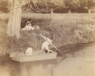 Dos niños jugando en el arroyo, 4 de julio de 1883