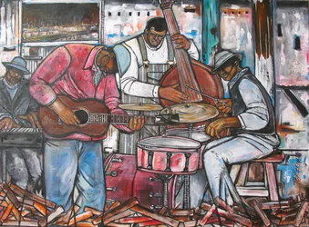 Blues In The Rouge, 2014 (técnica mixta sobre lienzo)