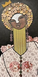 Button Down Beauty, 2023 (técnica mixta sobre lienzo)