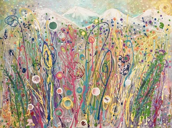 Colorado mountains and new hampshire greens, c.2025 (técnica mixta sobre lienzo)