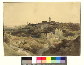 Oberdöbling, la capilla de San Juan y sus alrededores, vistos desde el lado de Unterdöbling