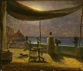 Una terraza en Amalfi a la luz de la luna