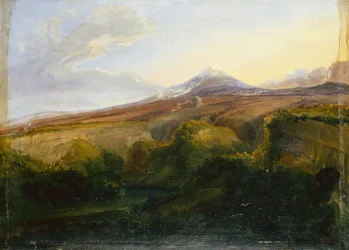 Una vista del Vesubio (aceite a bordo)