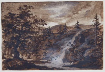 Paisaje con rocas, árboles y un río