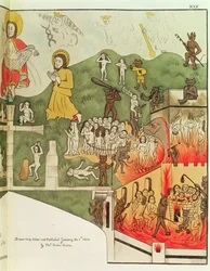 El Juicio Final, según una pintura original de la Capilla de la Trinidad en Stratford Upon Avon, Warwickshire