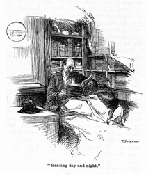 Retrato del Capitán Joshua Slocum (1844-1909) quien emprendió la primera vuelta al mundo en velero en 1895. Dibujo de Thomas Fogarty (1873-1938) siglo XX