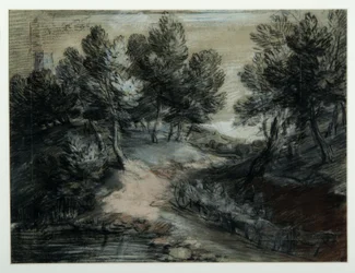Un carro de madera en un camino forestal, 1775-80