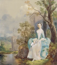 Niña con un libro sentada en un parque, c.1750
