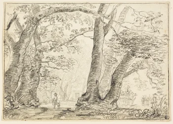 Hombre con Perro en el Bosque