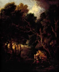 Granjero fumando en pipa ante la puerta de su cabaña, por Thomas Gainsborough (1727-1788)