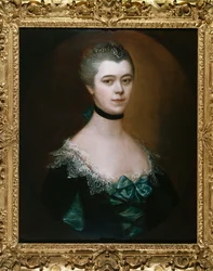 Retrato de la Condesa de Sussex, busto, con un vestido azul con adornos negros