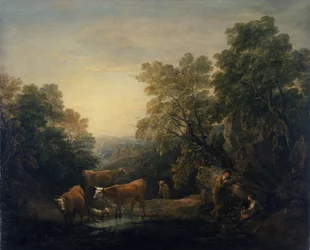 Paisaje rocoso con Agar e Ismael (óleo sobre lienzo)