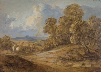 Paisaje boscoso con figuras a caballo, 1785-1788
