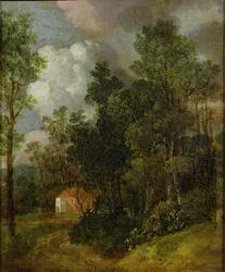 Paisaje boscoso con casa de campo y dos figuras, c.1752