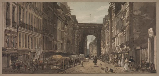 Una selección de veinte de las vistas más pintorescas de París: Vista de la Puerta de St. Denis..., 1803