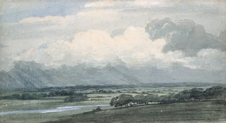 Paisaje con cielo tormentoso, c.1800 (acuarela y acuarela sobre papel)