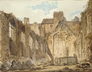 Las ruinas de la capilla en el Palacio Savoy, Londres, c. 1795-1796