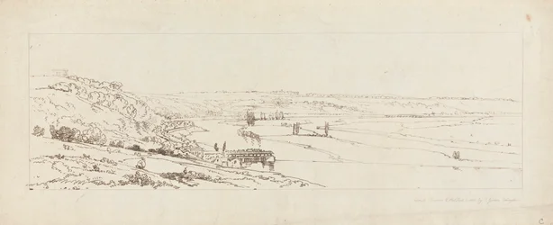 Vista de las obras hidráulicas de Marly y St. Germain-en-Laye a lo lejos.