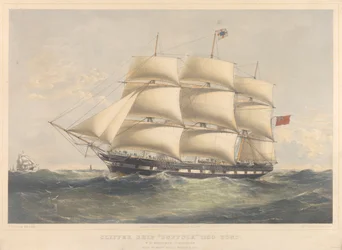 El Clipper Suffolk 1100 Tons, c.1857-60 (litografía, coloreada)