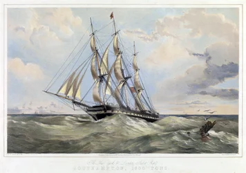 El velero de la línea New York (Estados Unidos) Londres (Inglaterra), Southampton (capacidad 1600 toneladas). Litografía en color de Thomas Goldsworth Dutton (1819-1891)