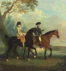 Marcia Pitt y su hermano George Pitt, más tarde segundo barón Rivers, cabalgando en el parque de Stratfield Saye House, Hampshire