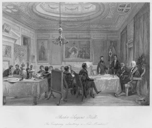 Salón de Cirujanos Barberos. La Compañía admitiendo a un Nuevo Miembro, c. 1841